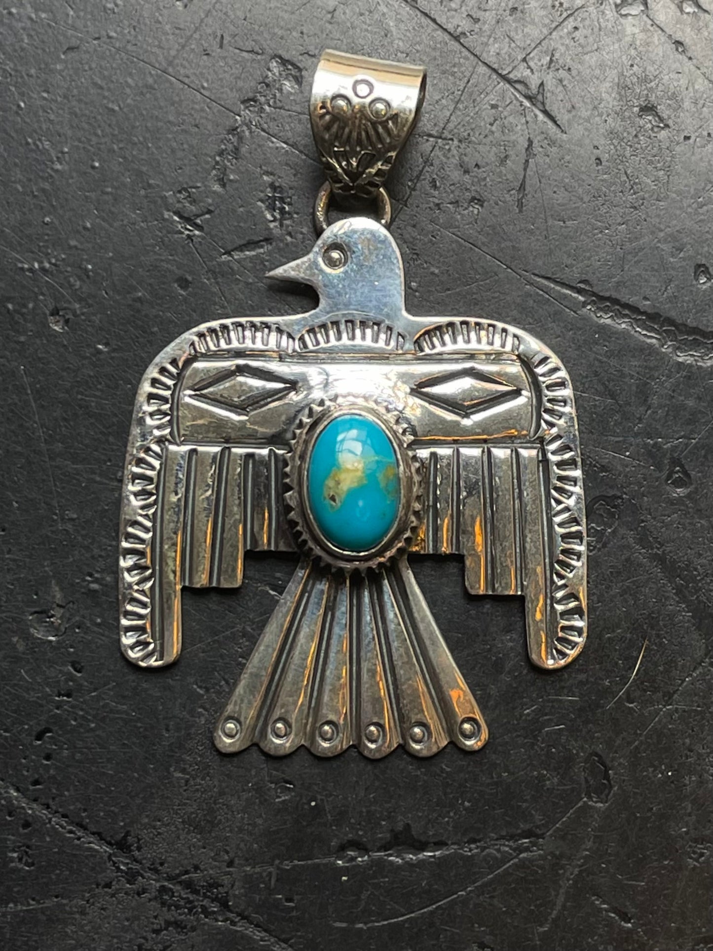 Turquoise Thunderbird Pendant | 925 Sterling Silver E513