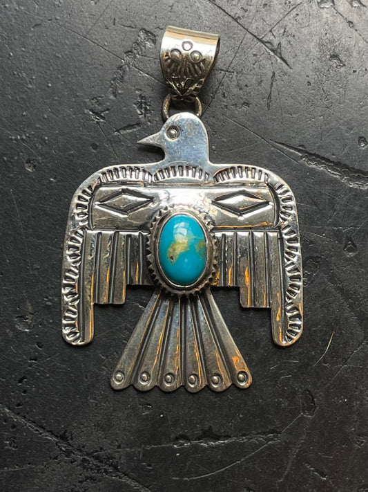 Turquoise Thunderbird Pendant | 925 Sterling Silver E513