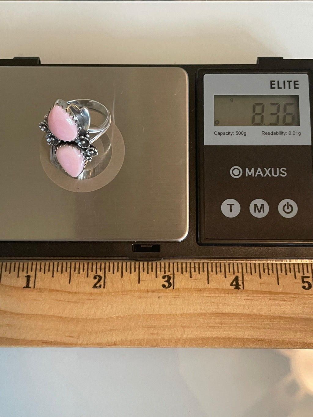 Pink Conch Tear Drop Floral Ring Size 8.75 | 925 Sterling Silver G526