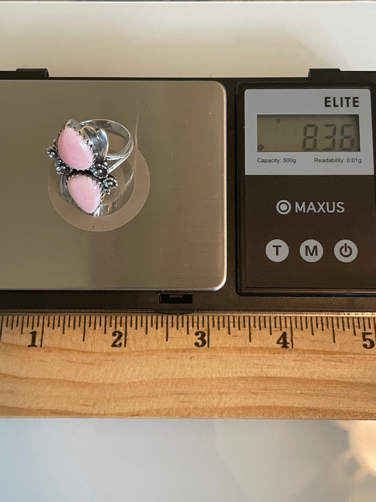Pink Conch Tear Drop Floral Ring Size 8.75 | 925 Sterling Silver G526