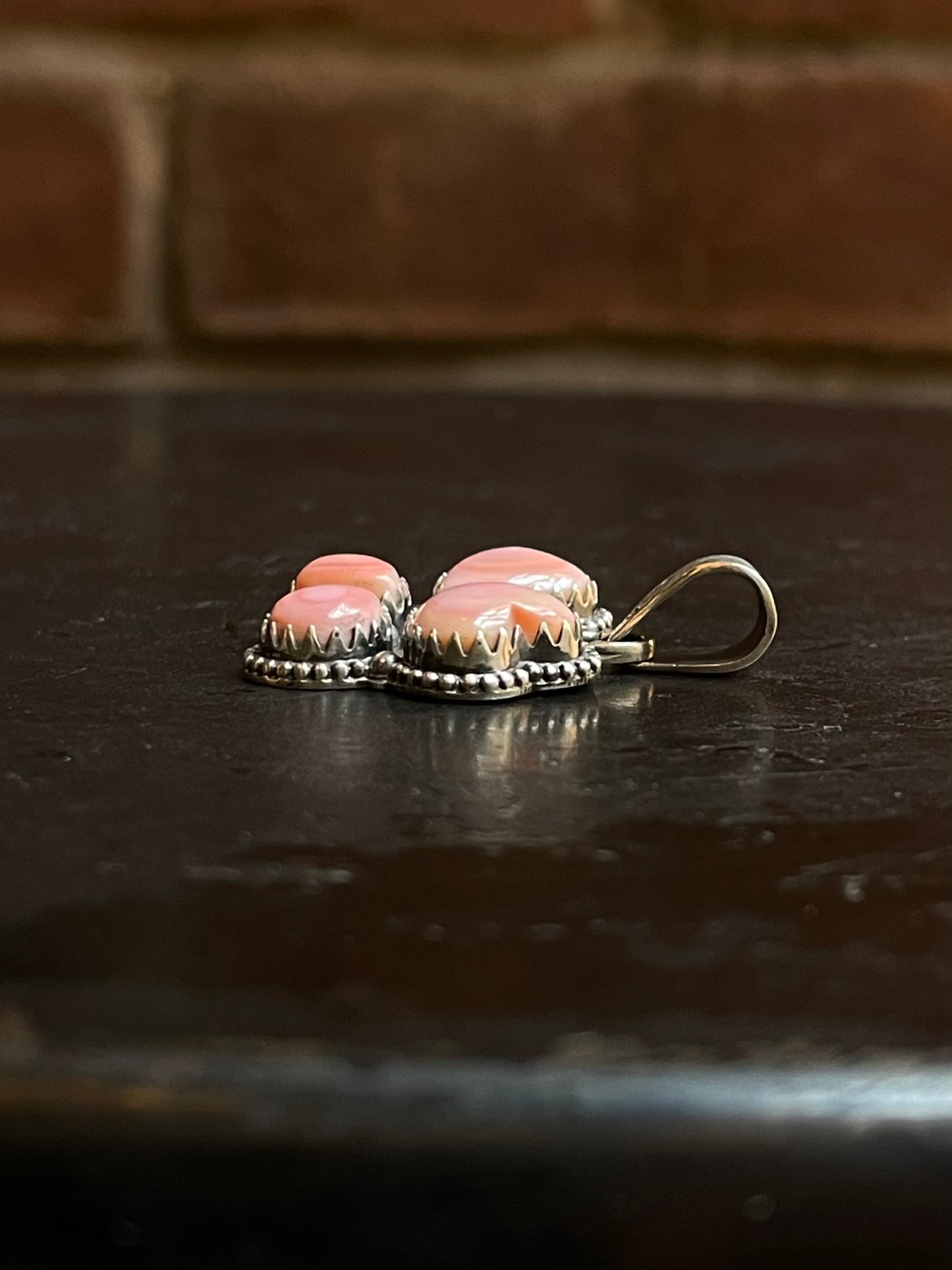 Pink Conch Paw Print Pendant | Sterling Silver G442