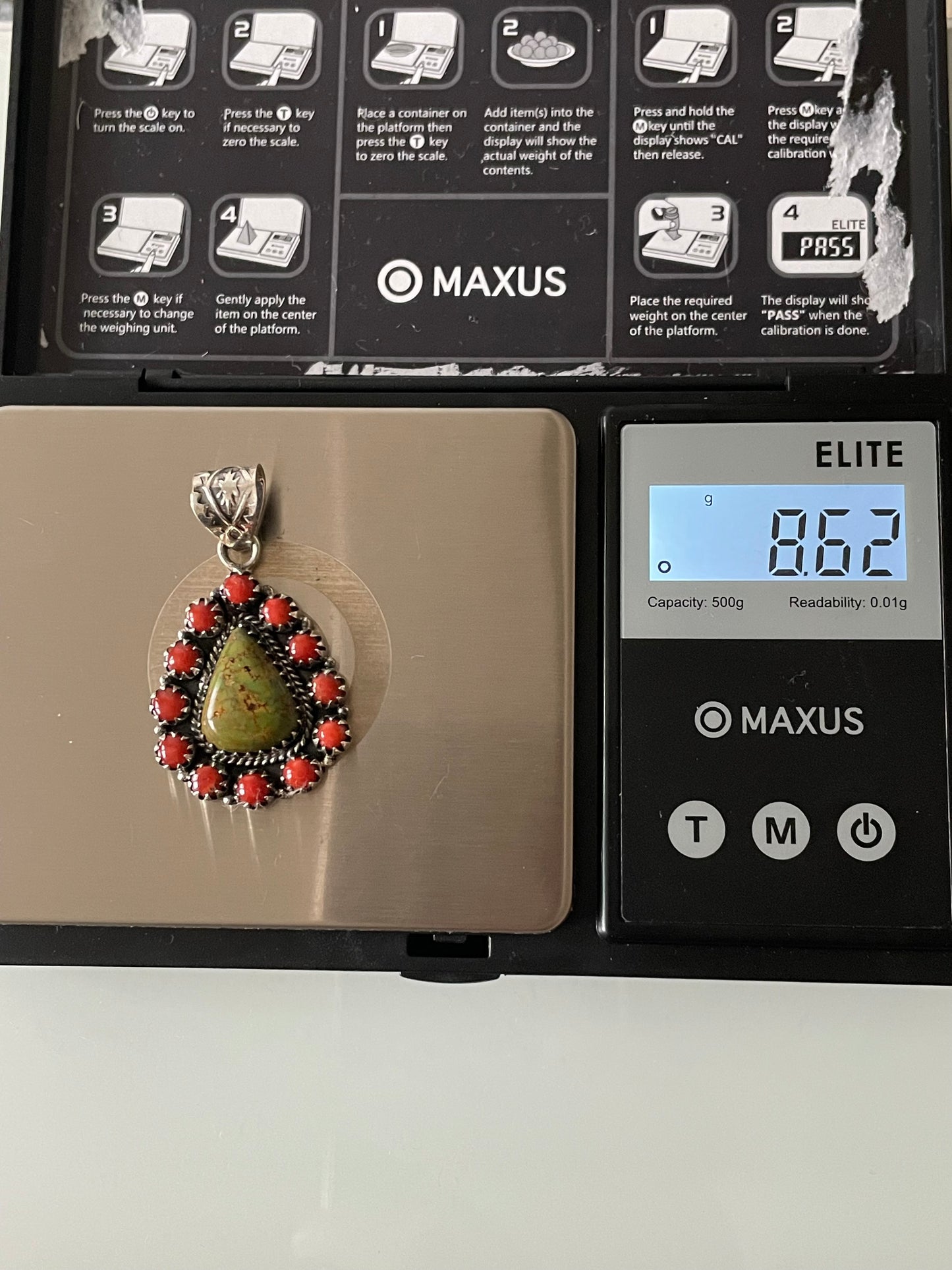 Green Turquoise Coral Cluster Pendant | 925 Sterling Silver E525