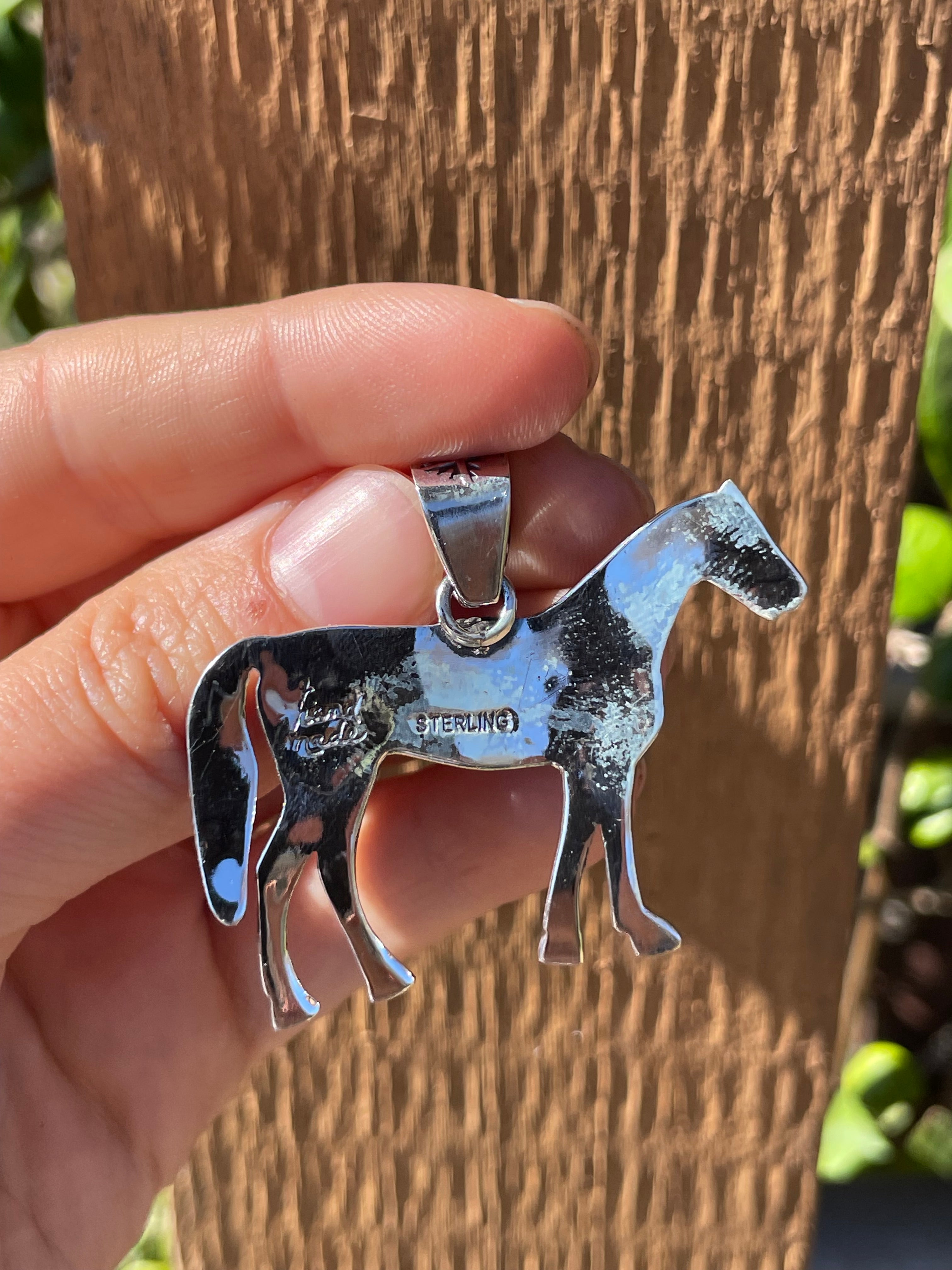 Turquoise Horse Pendant | 925 Sterling Silver B914