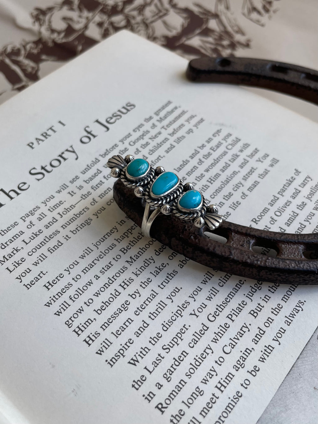 Triple Turquoise Statement Ring | 925 Sterling Silver Size 8.75 G815