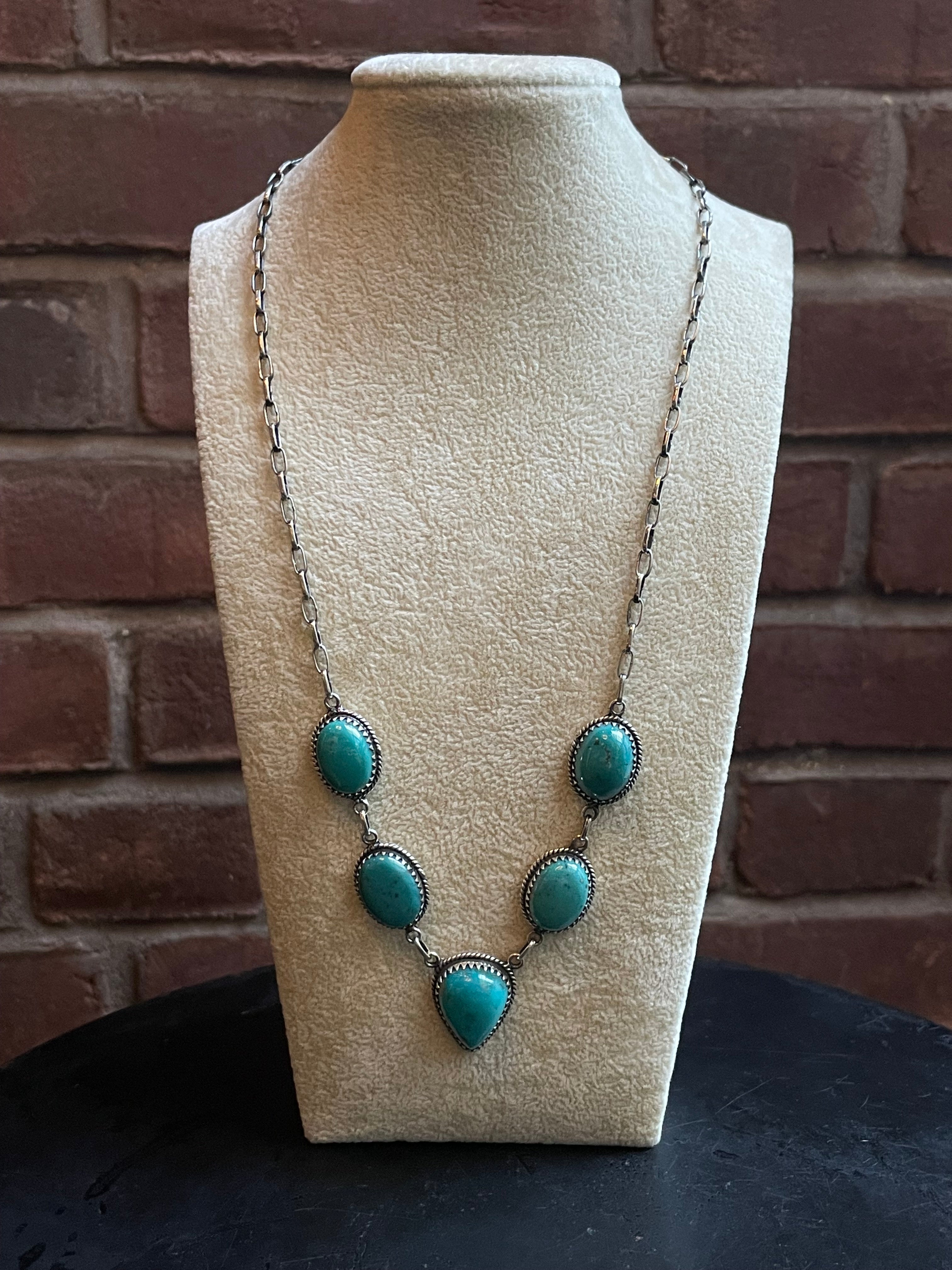 Kingman Lariat Turquoise Necklace | 925 Sterling Silver E330