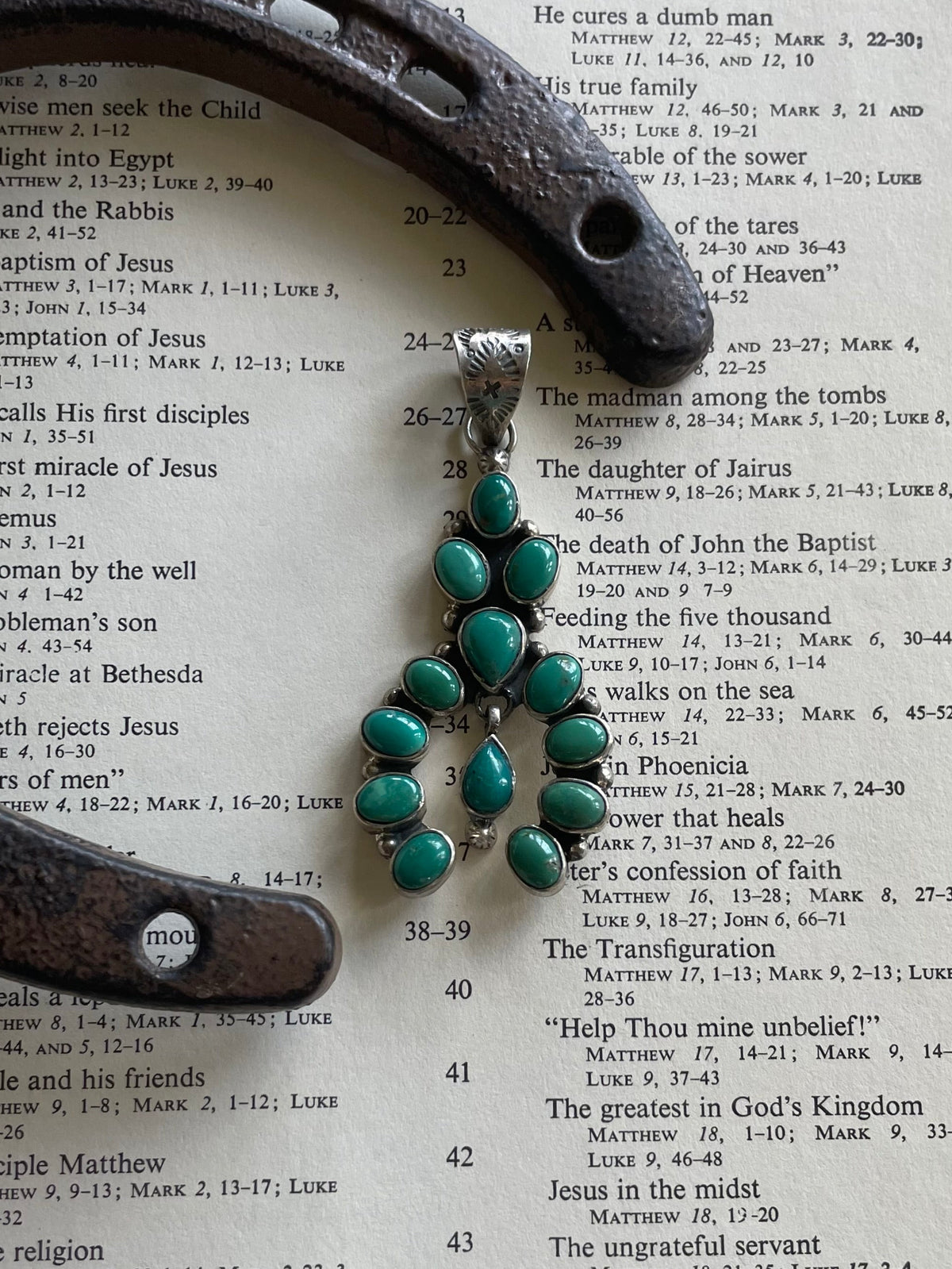 Turquoise Squash Blossom Pendant | 925 Sterling Silver G724