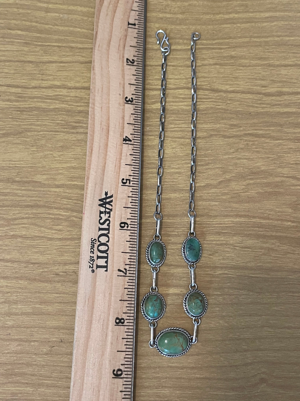 Green Turquoise Link Necklace | Sterling Silver E943