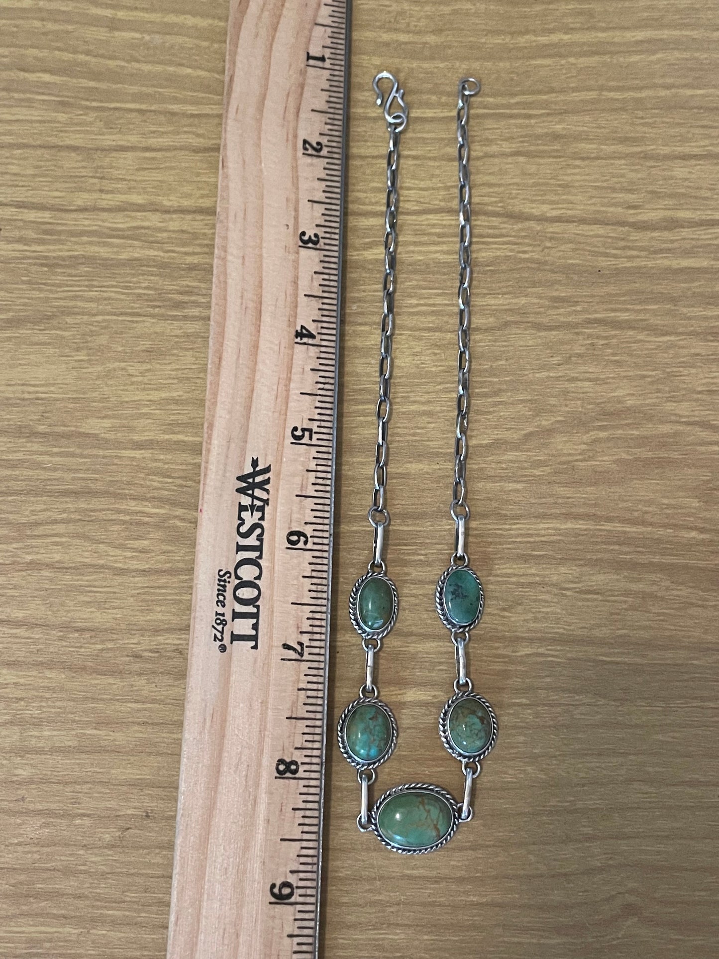 Green Turquoise Link Necklace | Sterling Silver E943