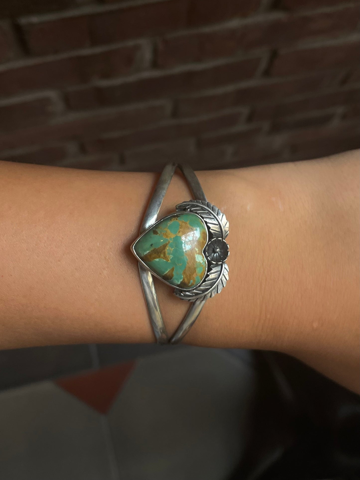 Turquoise Heart Cuff Bracelet | 925 Sterling Silver G319