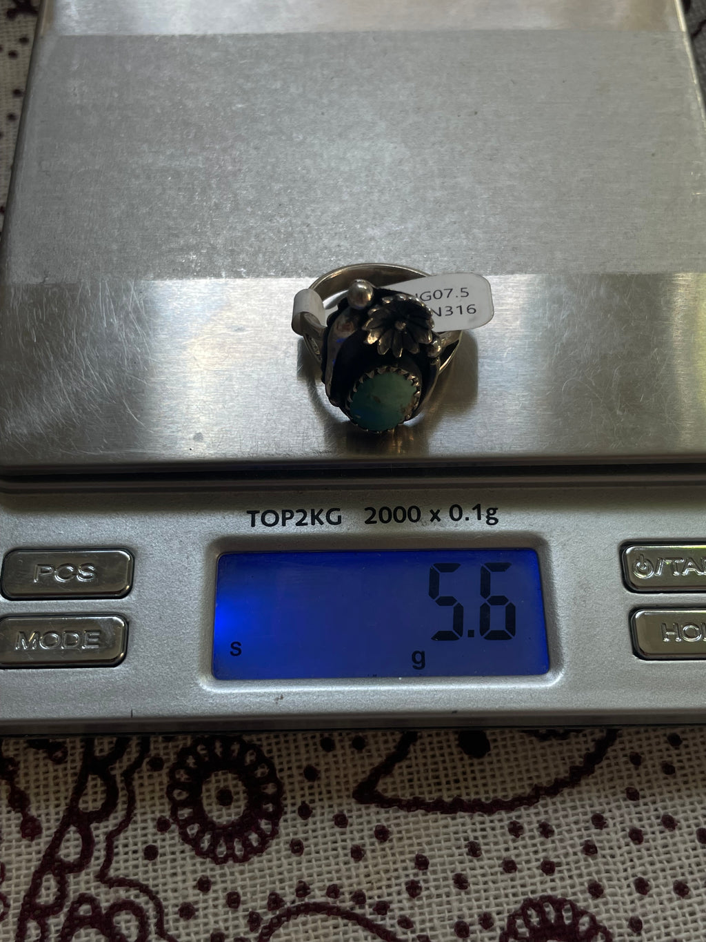 Turquoise Floral Ring | 925 Sterling Silver | Size 7.75 D343