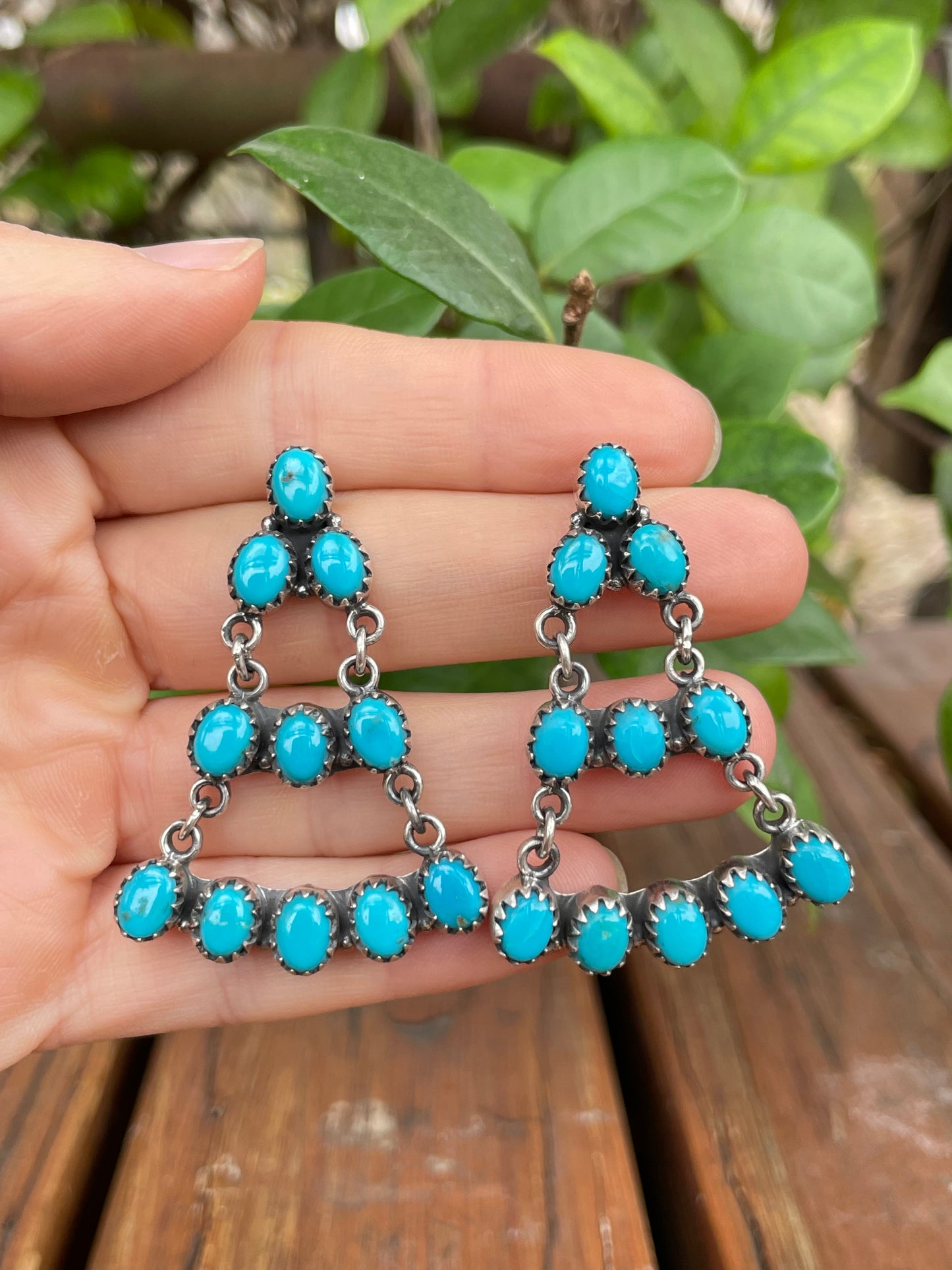 Kingman Turquoise Chandelier Stud Earrings | 925 Sterling Silver B971