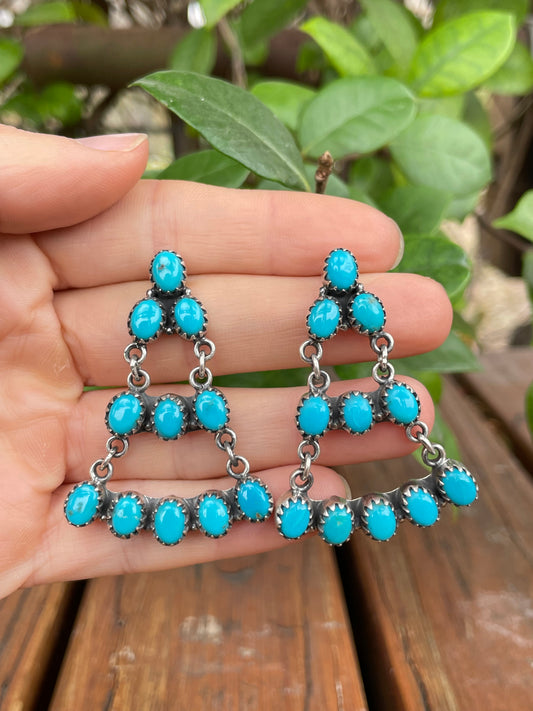 Kingman Turquoise Chandelier Stud Earrings | 925 Sterling Silver B971