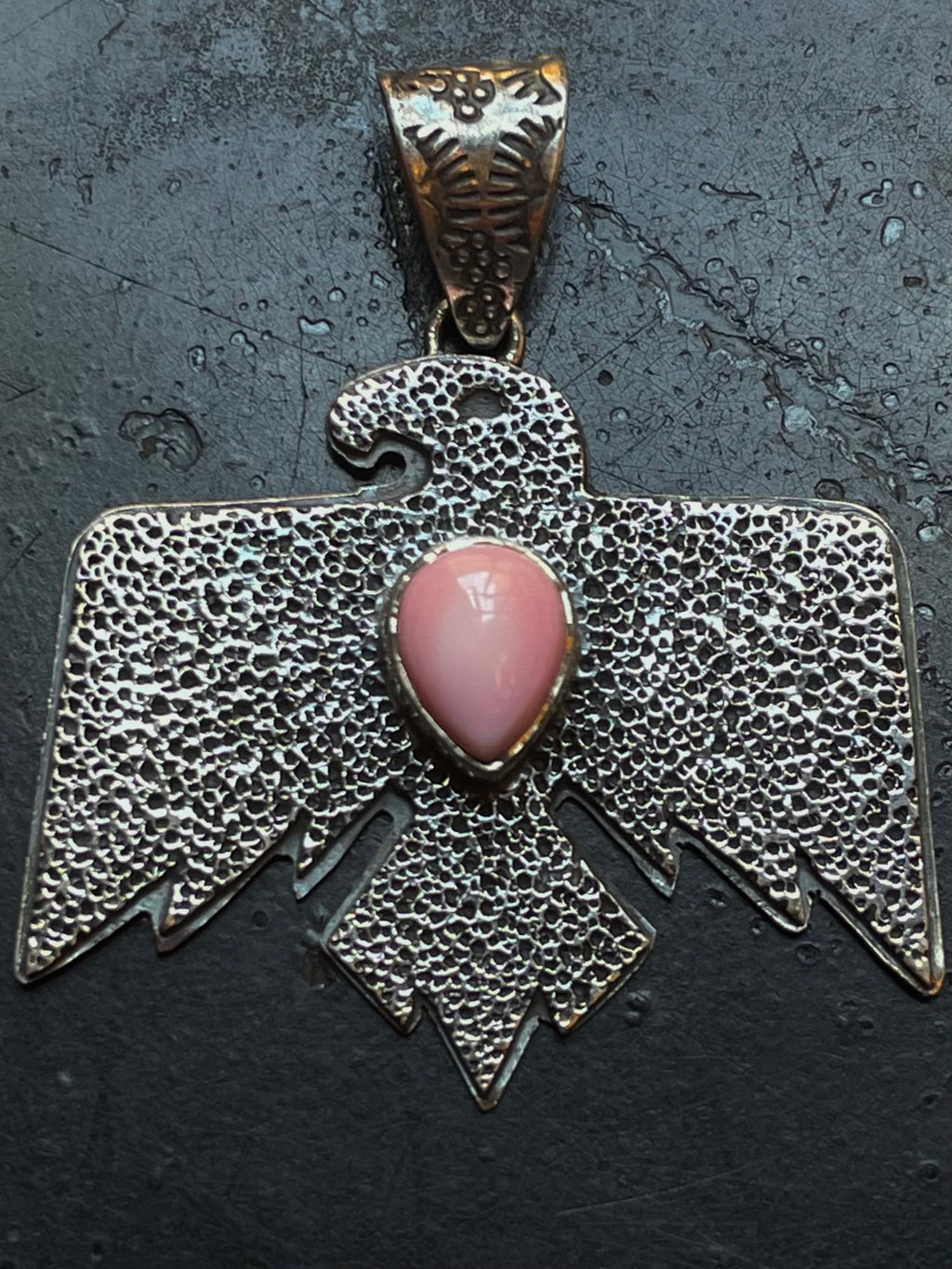 Pink Conch Thunderbird Pendant | Sterling Silver G449