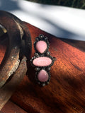 Pink Conch Triple Stone Ring | 925 Sterling Silver | Size 5.75 D359
