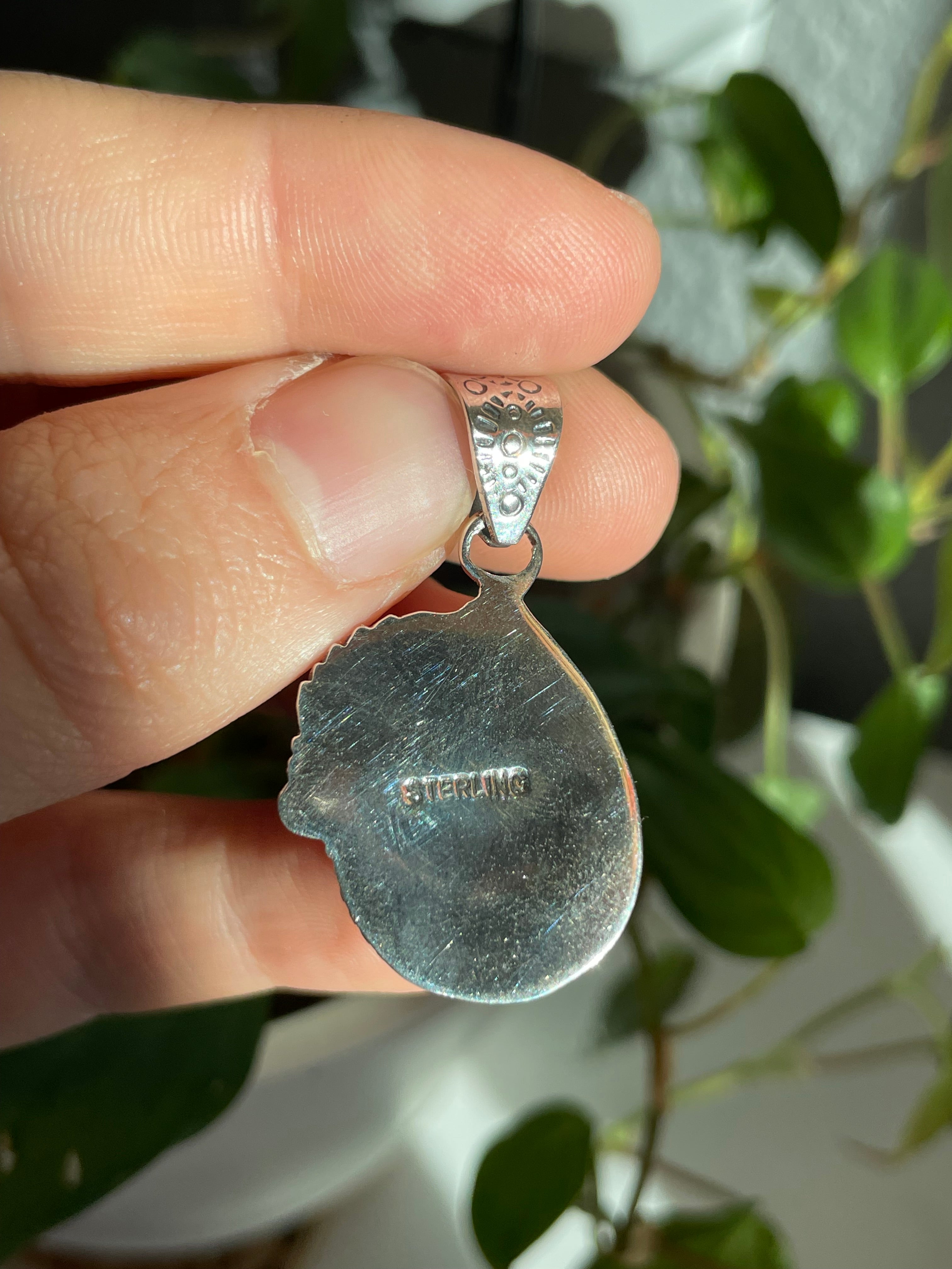 Pink Conch Teardrop Pendant | Sterling Silver 925 B817