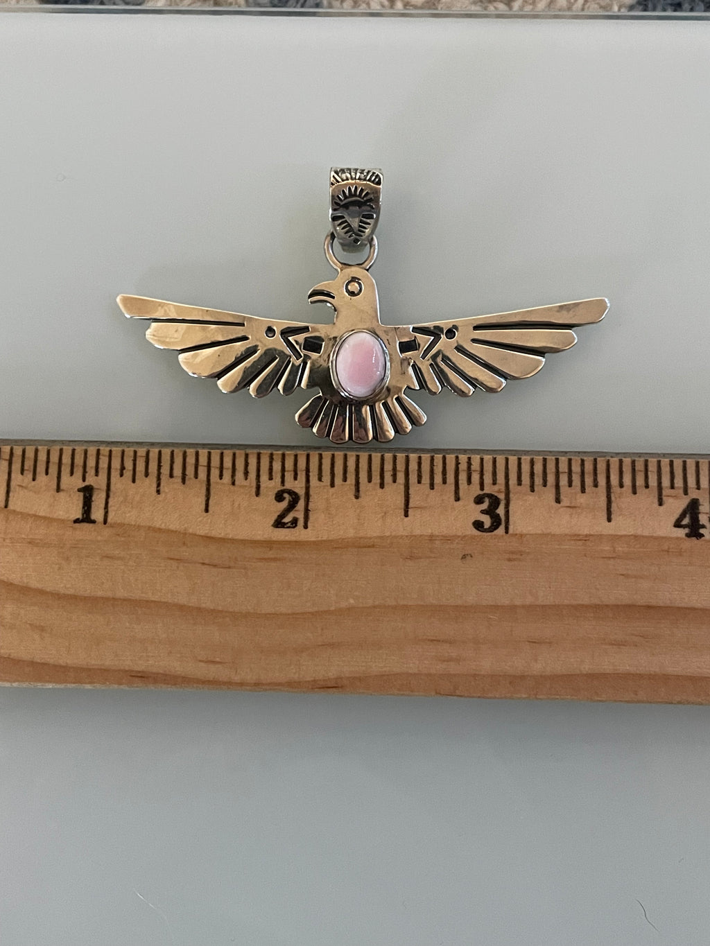 Pink Conch Thunderbird Pendant | 925 Sterling Silver C959