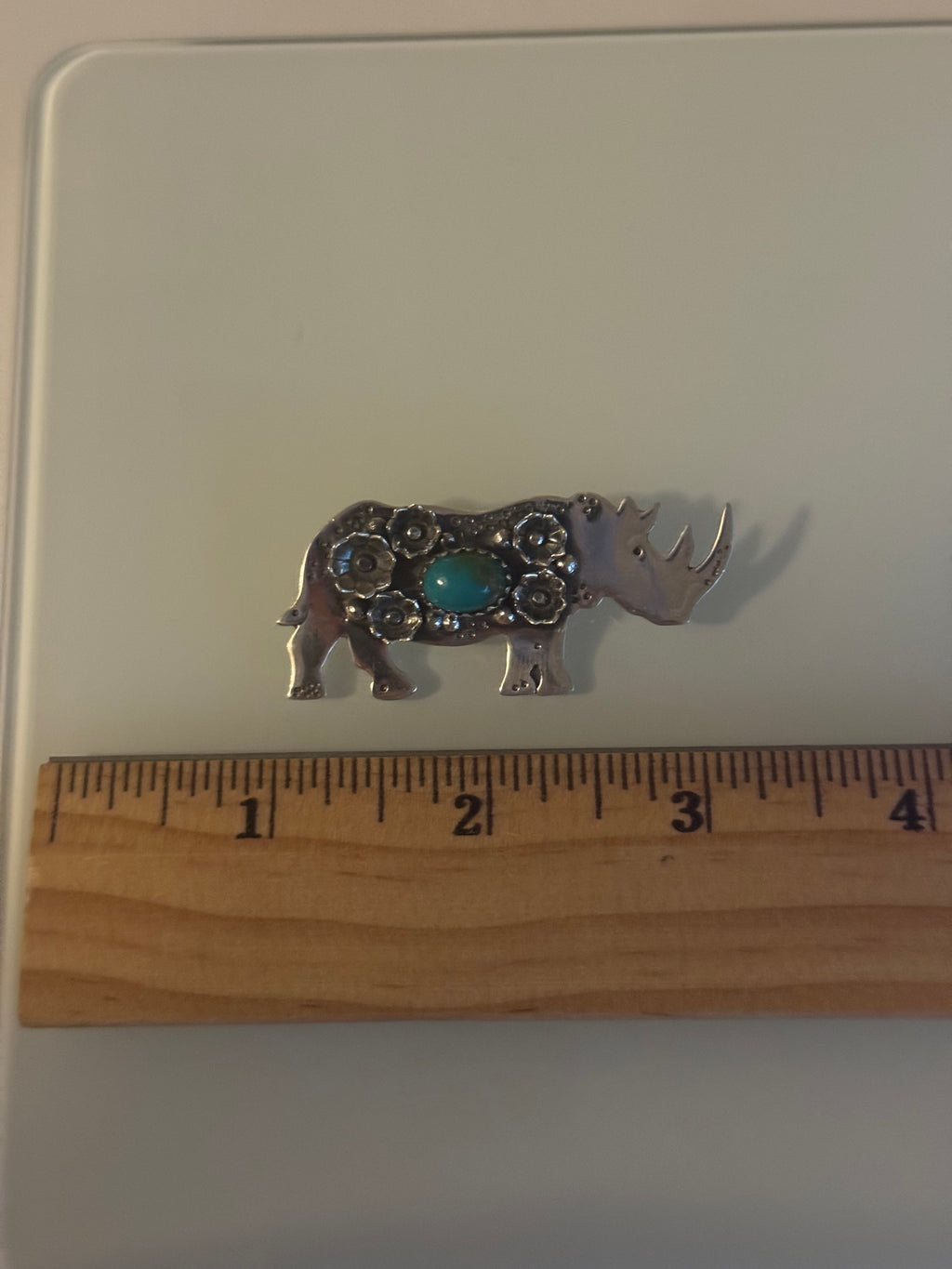 Turquoise Rhinoceros Pendant | 925 Sterling Silver A587