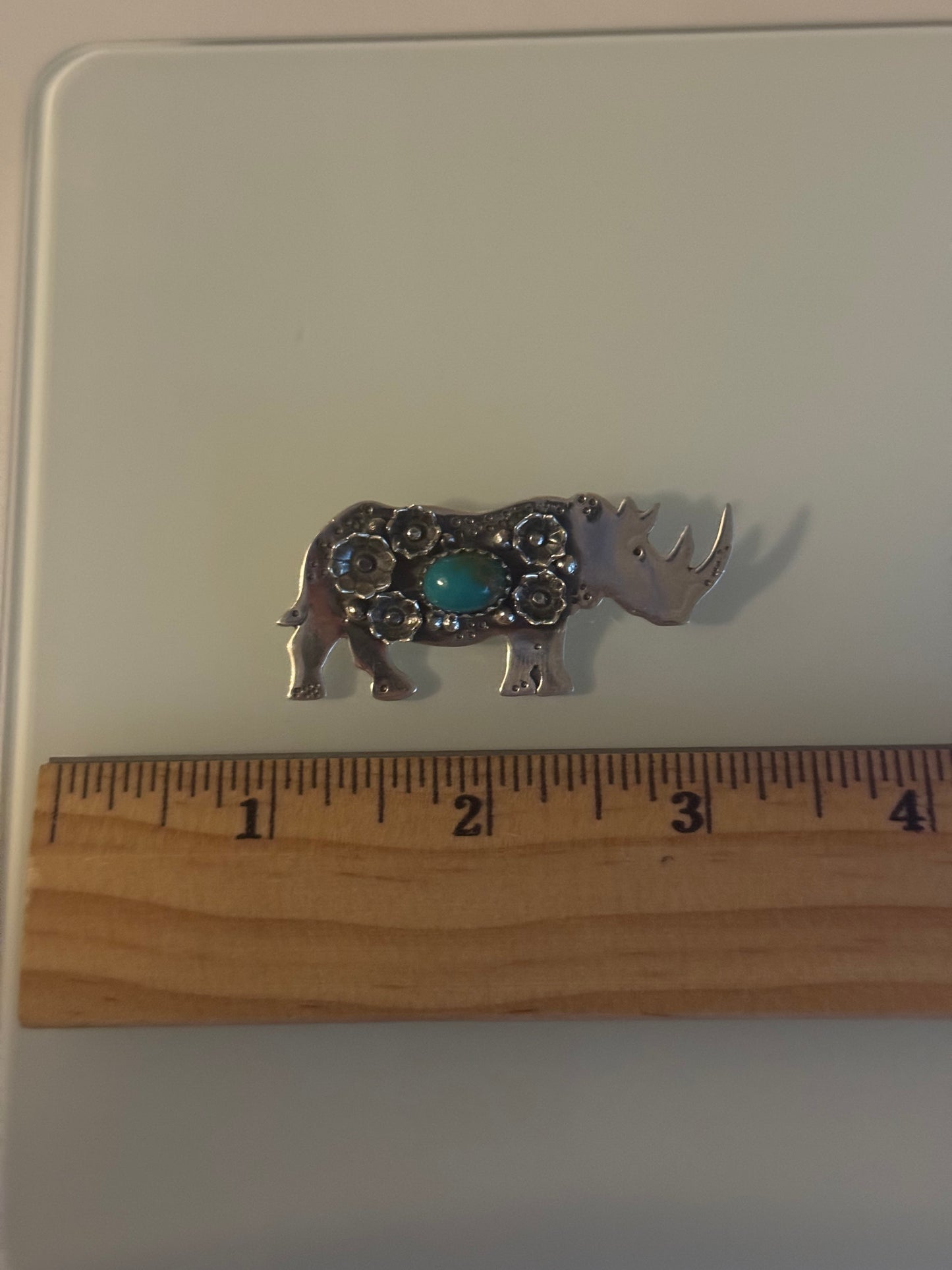 Turquoise Rhinoceros Pendant | 925 Sterling Silver A587