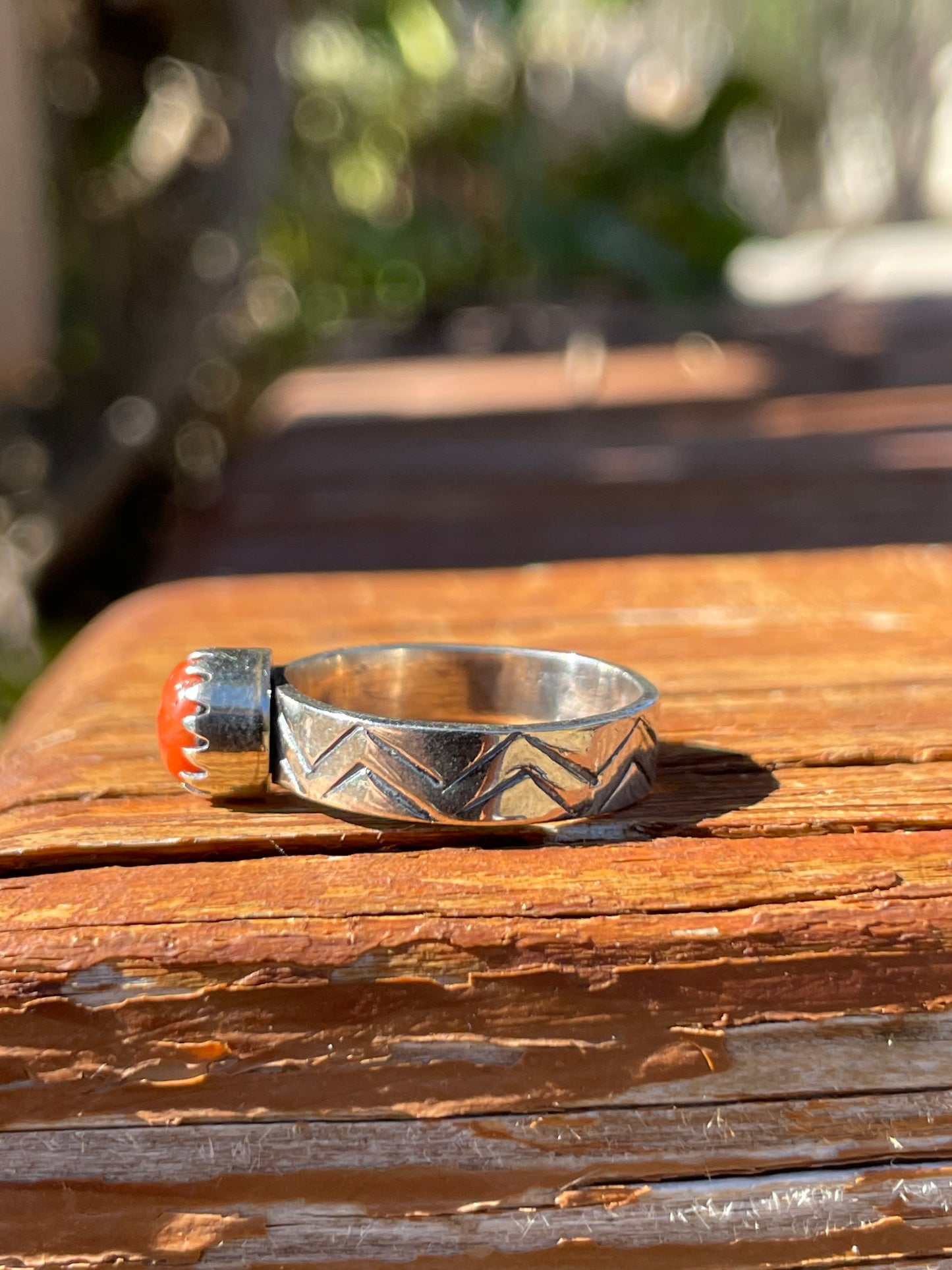 Coral Ring | 925 Sterling Silver | Size 6.5 B923