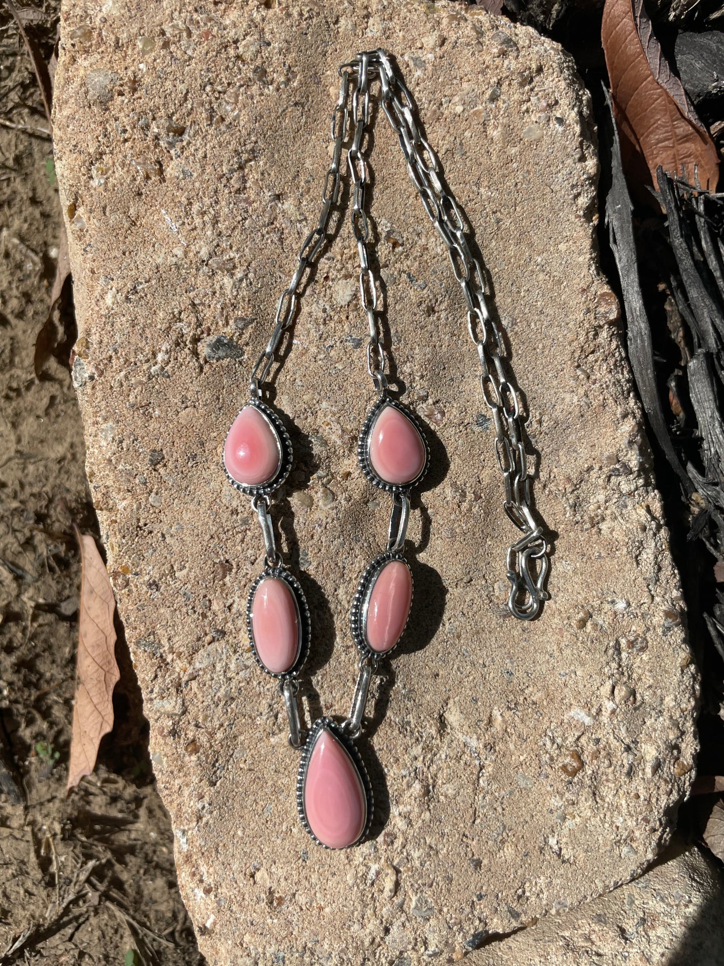 Pink Conch Drop Necklace | Sterling Silver D124