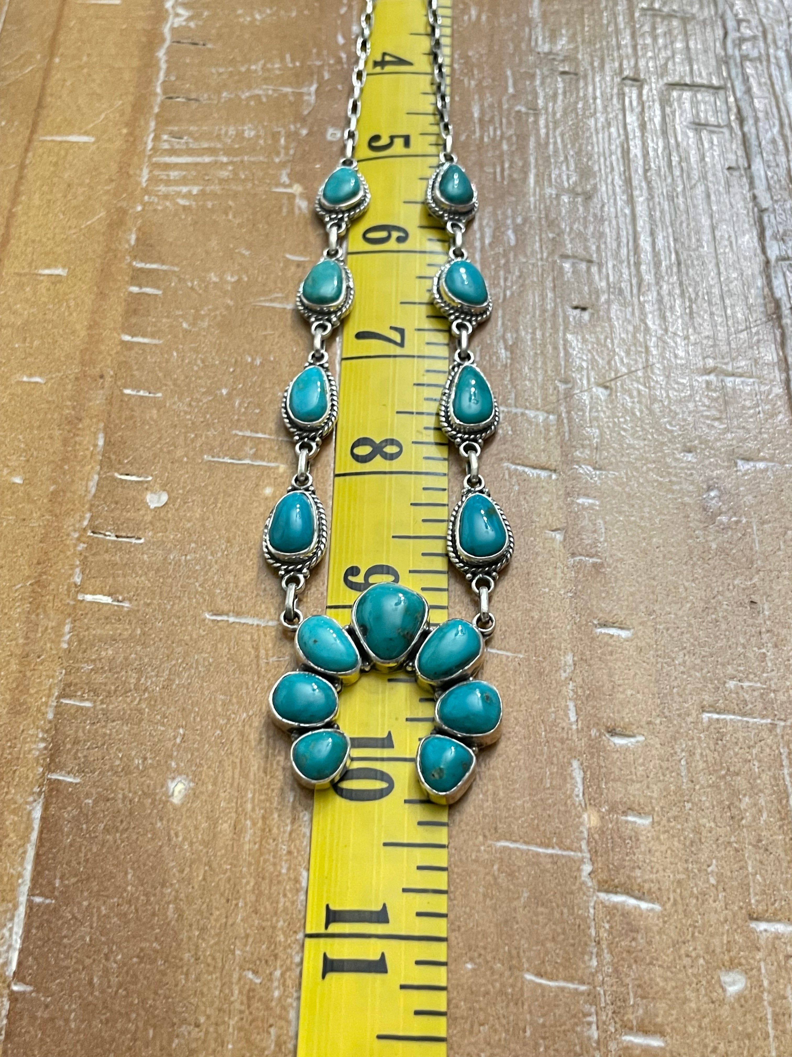 Kingman Turquoise Naja Necklace | Sterling Silver 925 B899
