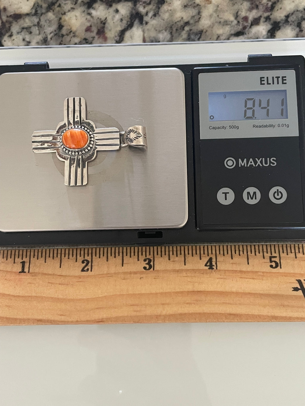 Spiny Oyster Zia Cross Pendant | Sterling Silver G432