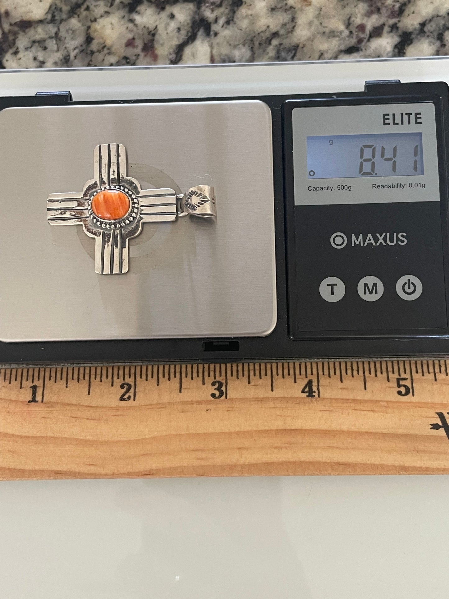 Spiny Oyster Zia Cross Pendant | Sterling Silver G432