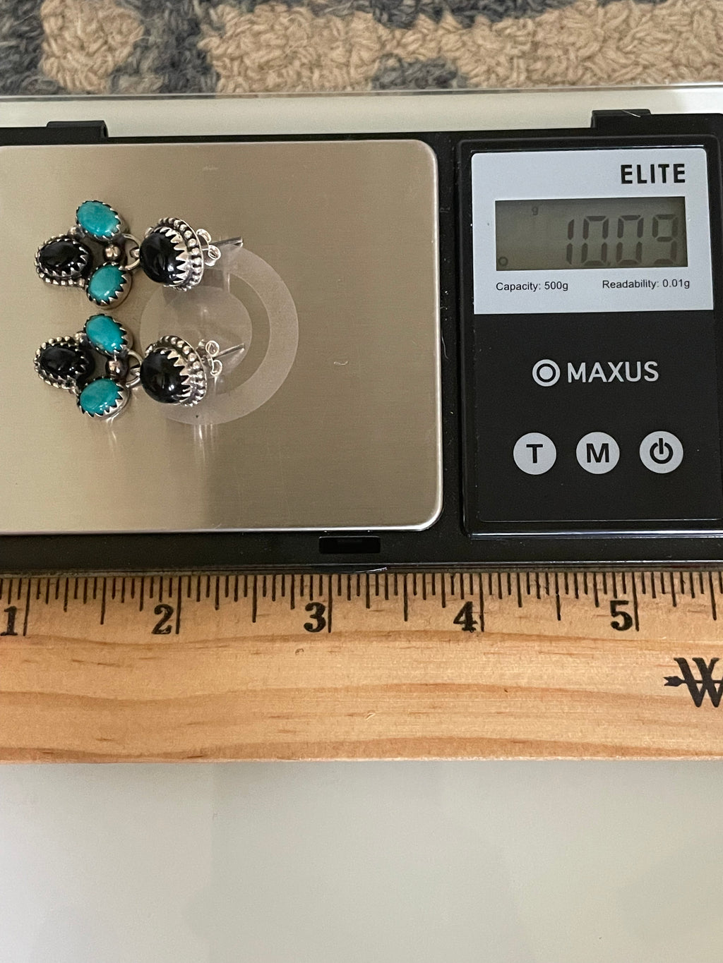 Black Onyx & Kingman Turquoise Stud Earrings | 925 Sterling Silver G660