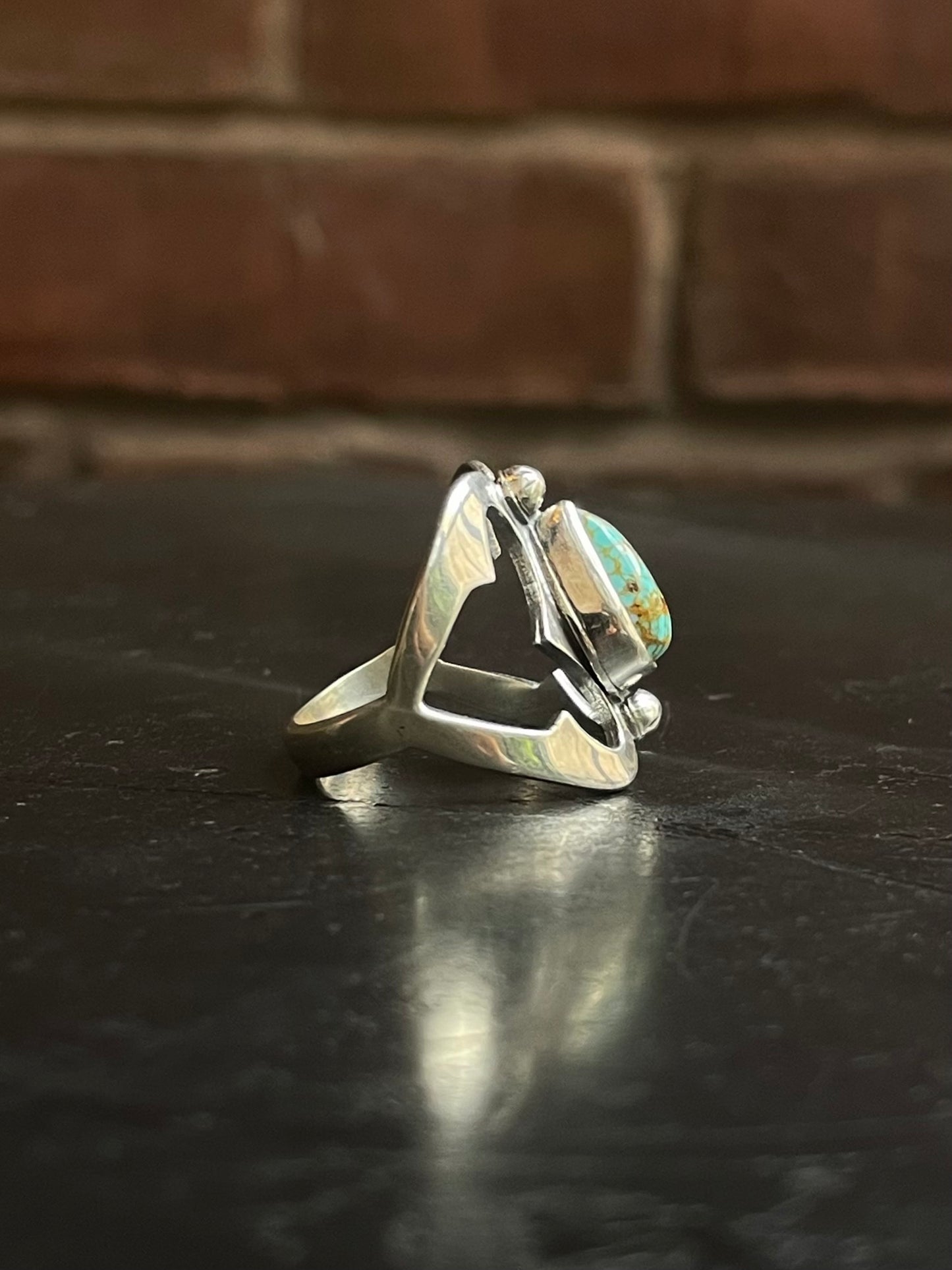 Kingman Turquoise Teardrop Ring | Sterling Silver | Size 7.25 G314