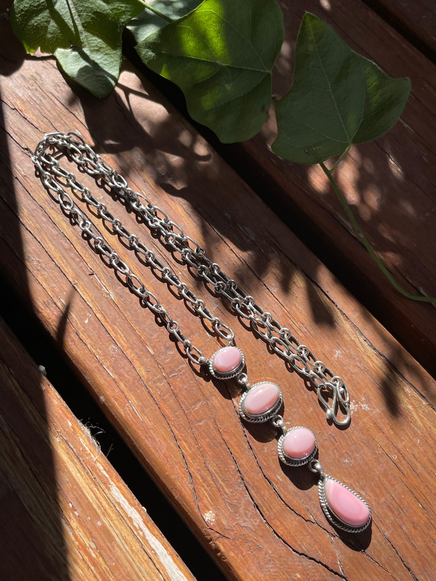 Pink Conch Drop Pendant Necklace | Sterling Silver 925 | B871