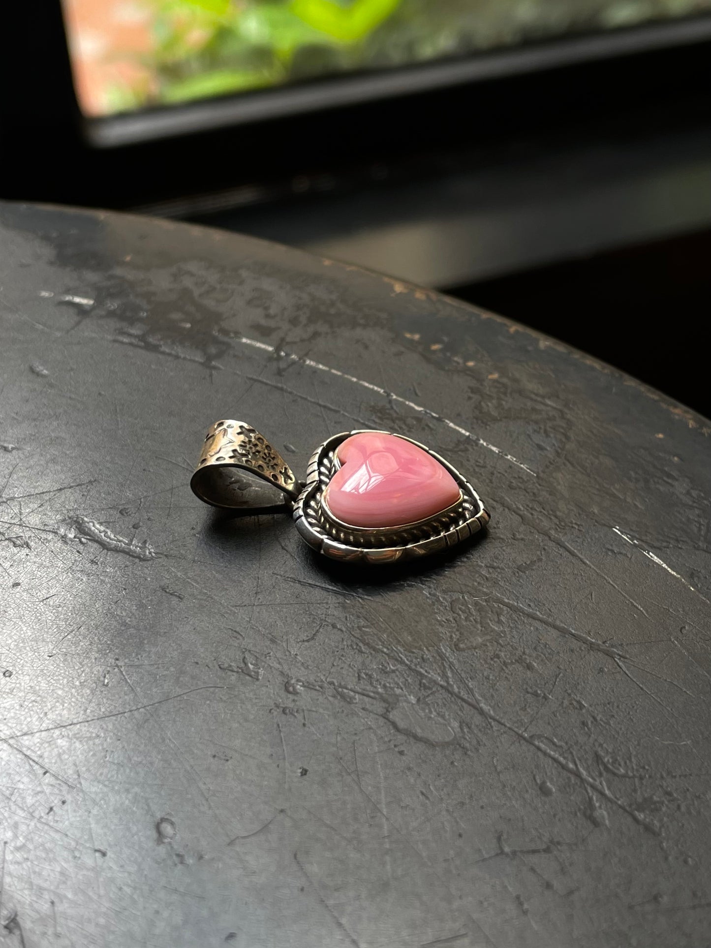 Pink Conch Heart Pendant | 925 Sterling Silver E959