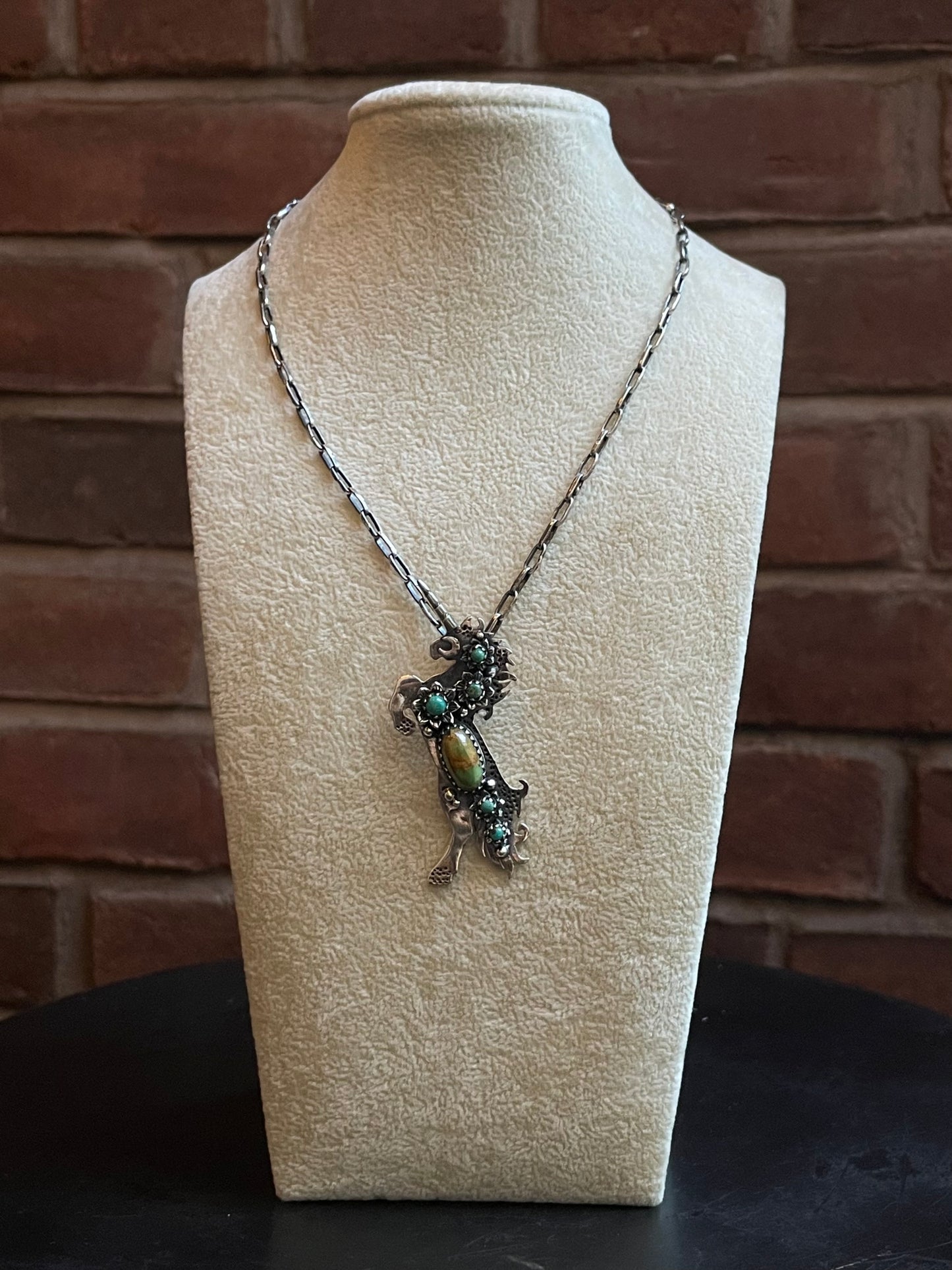 Kingman Turquoise Unicorn Pendant | 925 Sterling Silver E224