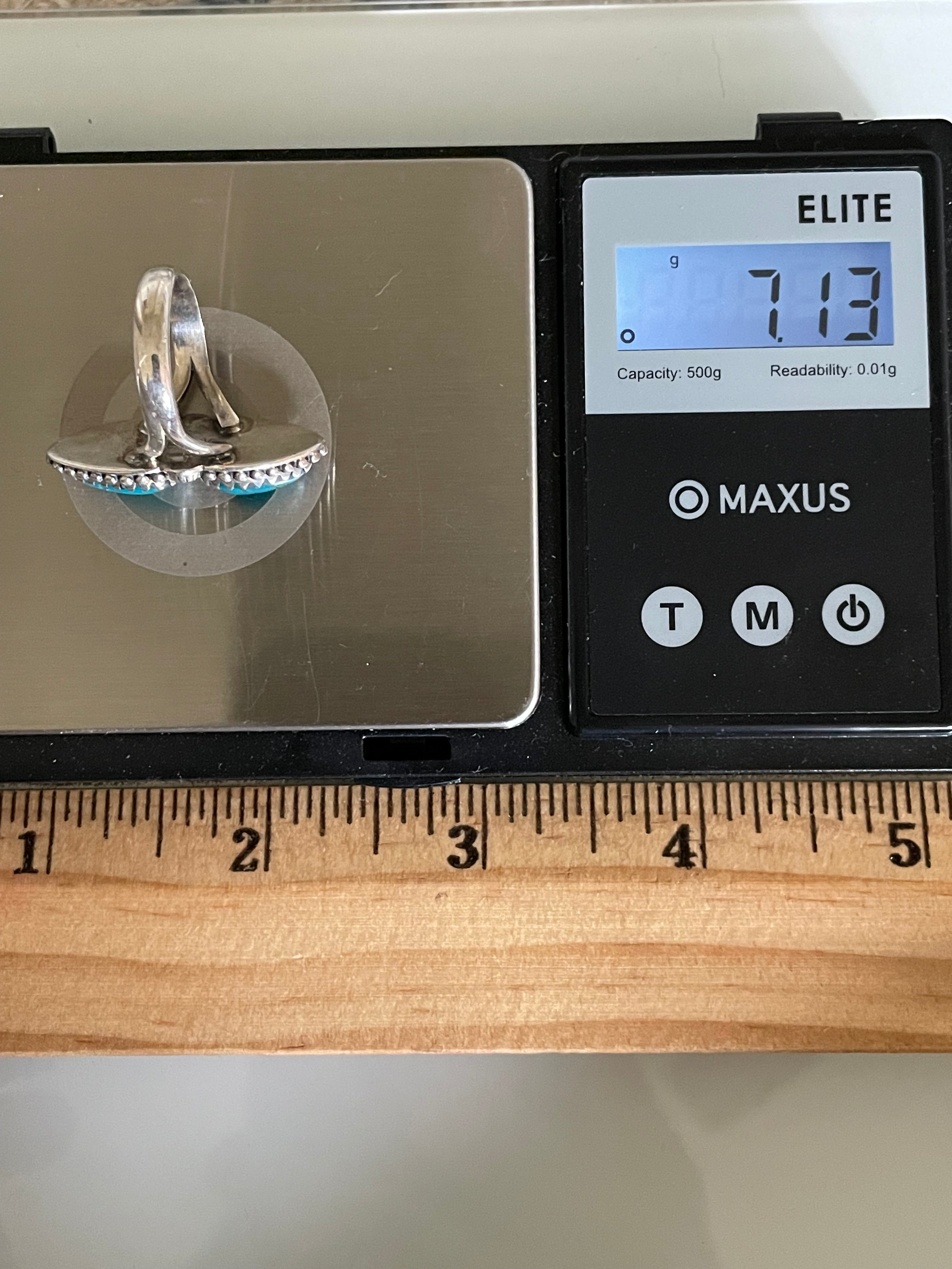 Kingman Turquoise Tear Drop Ring Size 7 | 925 Sterling Silver G585