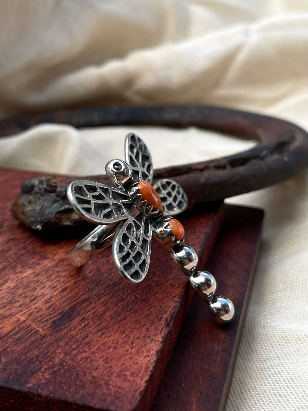 Spiny Dragonfly Ring | Sterling Silver | Handmade Size 7 C921