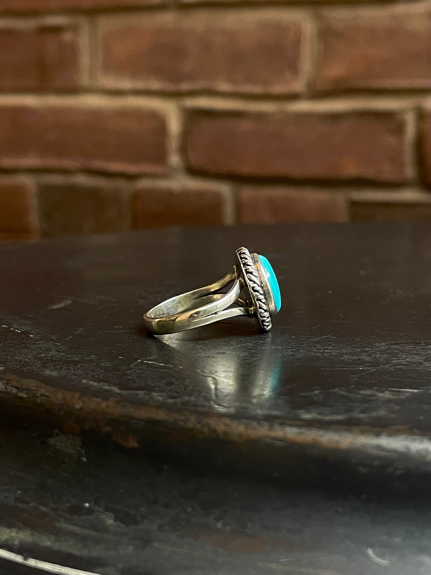 Turquoise Rope Ring | 925 Sterling Silver Size 9 E456