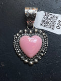 Pink Conch Heart Pendant | Sterling Silver | A655