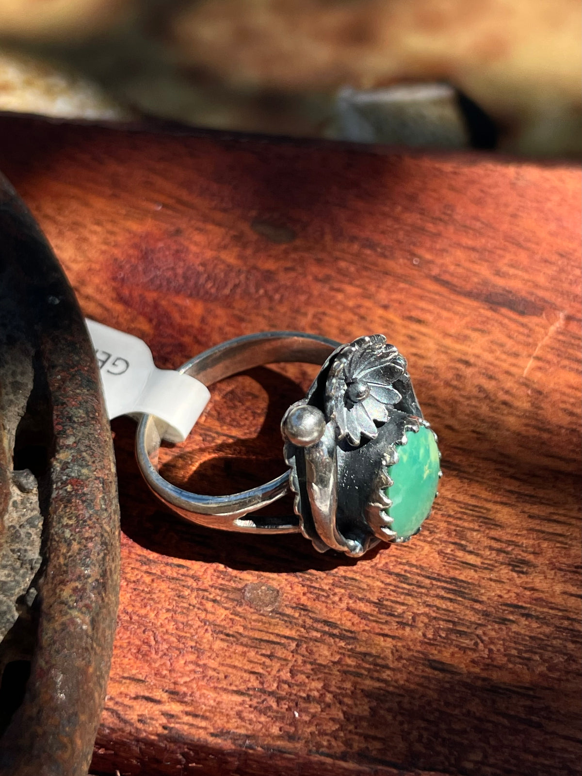 Turquoise Floral Ring | 925 Sterling Silver | Size 8 D349