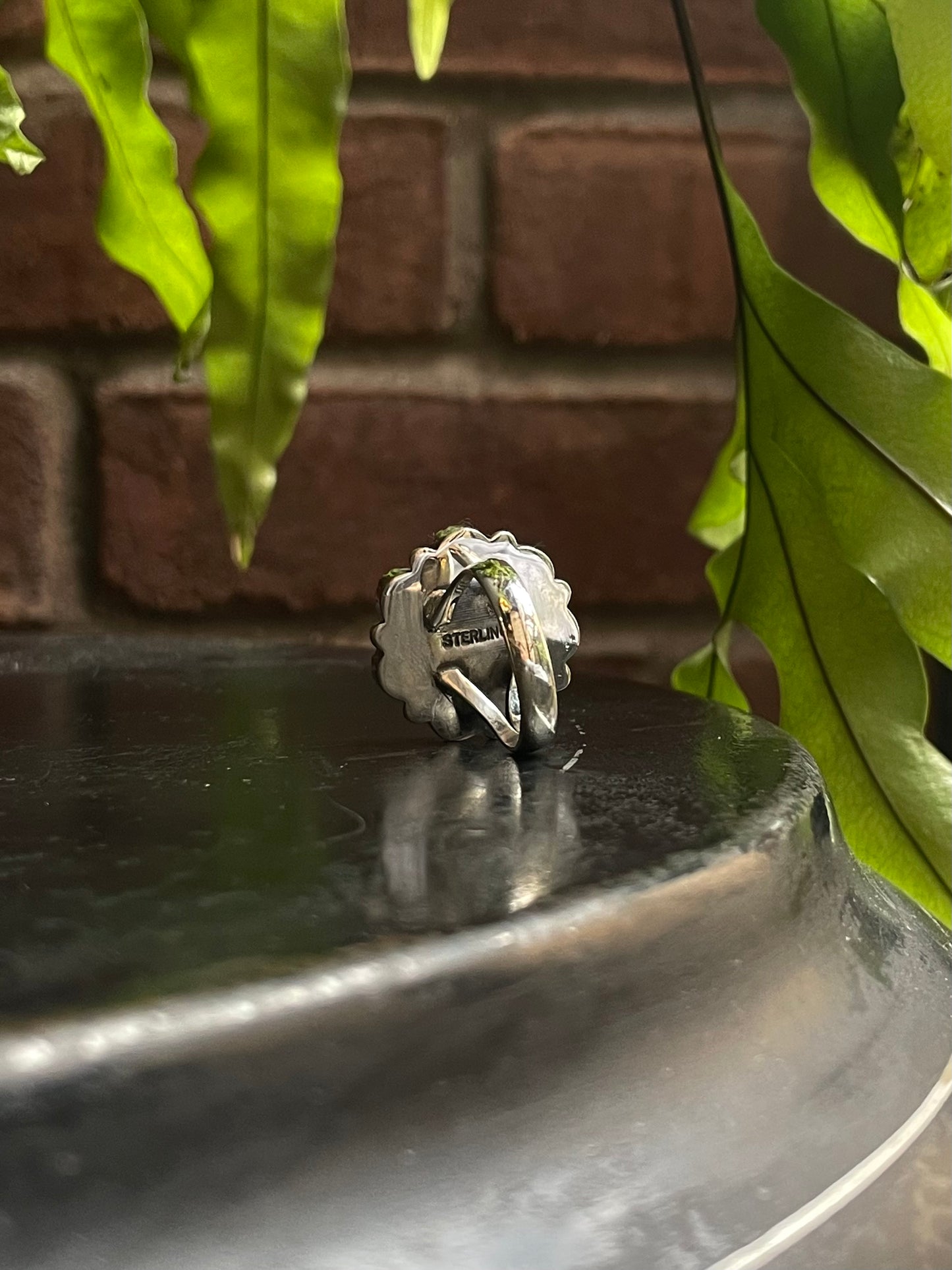 Black Onyx Pink Conch Flower Ring | Sterling Silver Size 6.75 925 C699