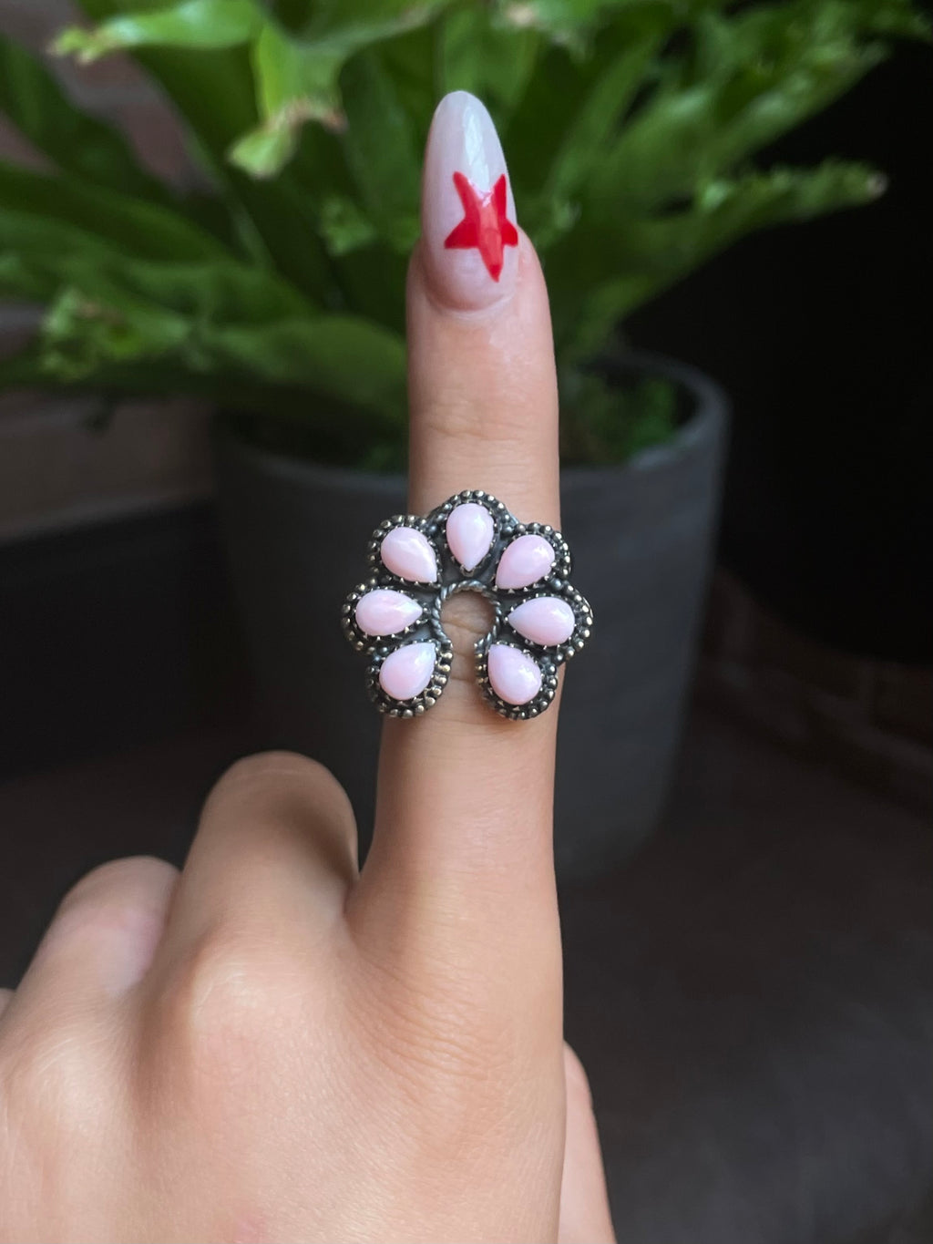 Pink Conch Naja Ring Size 7 | 925 Sterling Silver G542