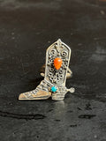 Spiny Oyster Turquoise Cowboy Boot Ring Size 7 | 925 Sterling Silver E188