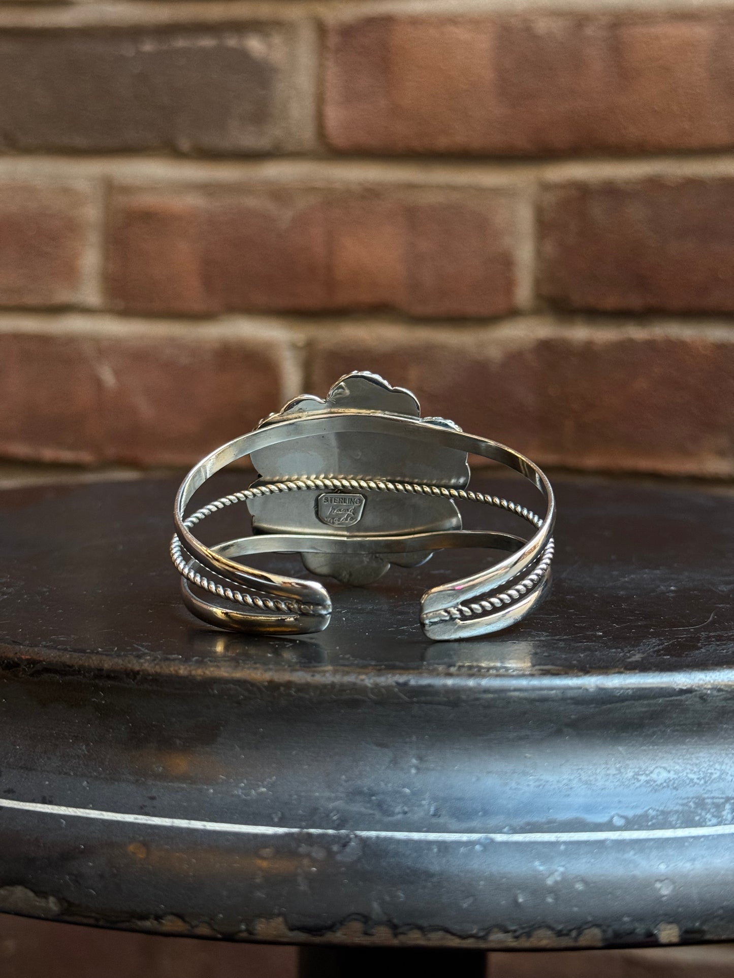 Turquoise Spiny Oyster Flower Cuff | Sterling Silver | A992