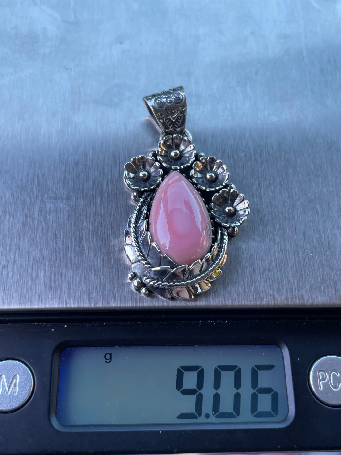 Pink Conch Tear Drop Floral Pendant | Sterling Silver 925 B447