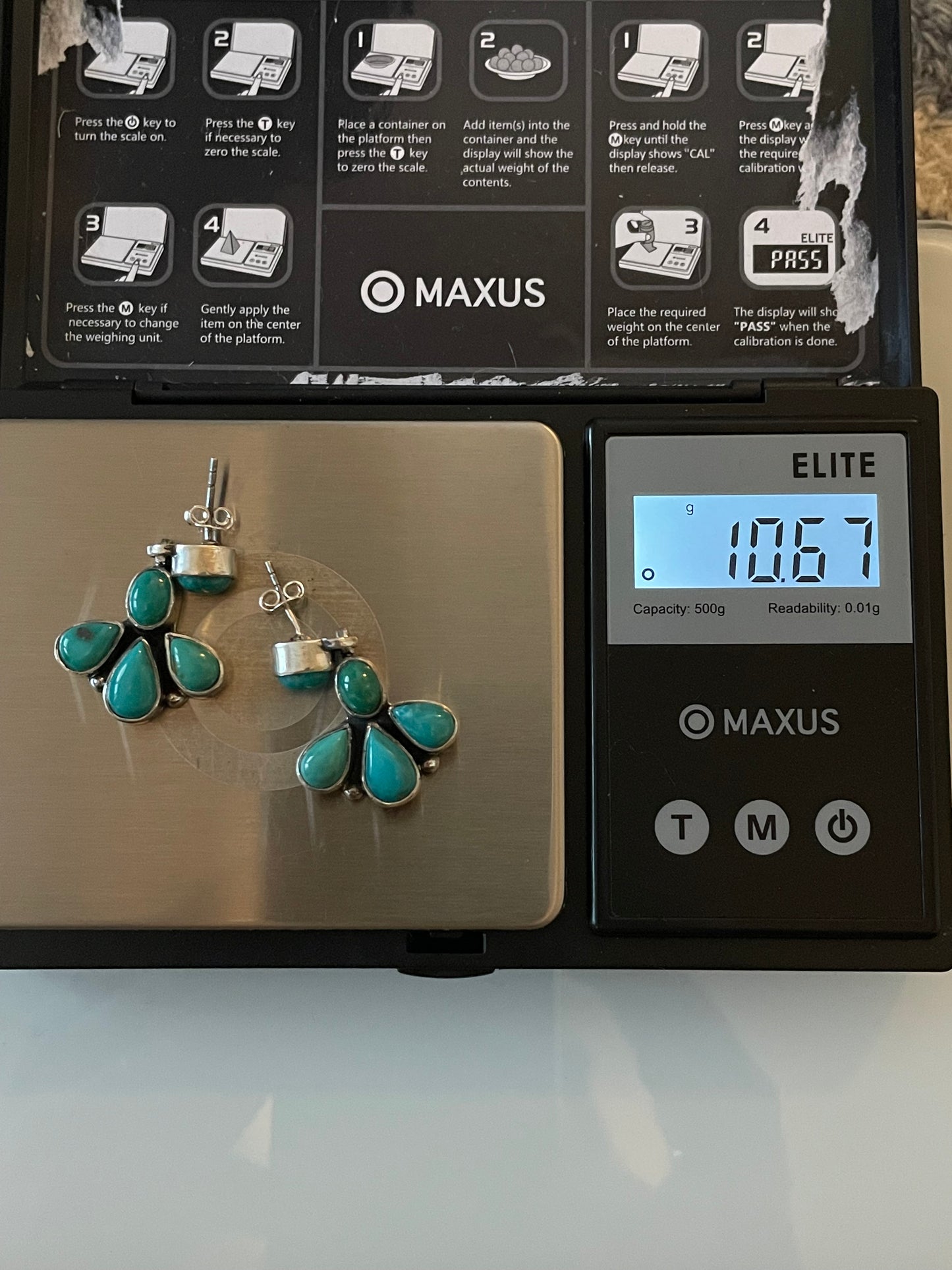 Turquoise Cluster Stud Earrings | Sterling Silver E653