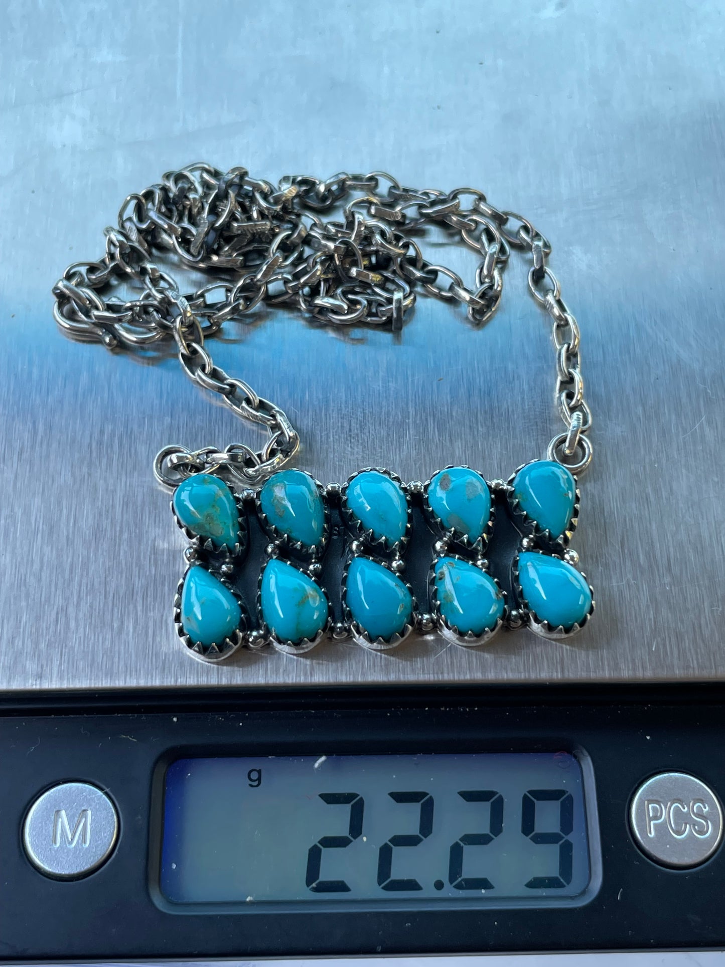 Kingman Turquoise Bar Necklace | 925 Sterling Silver | Z32