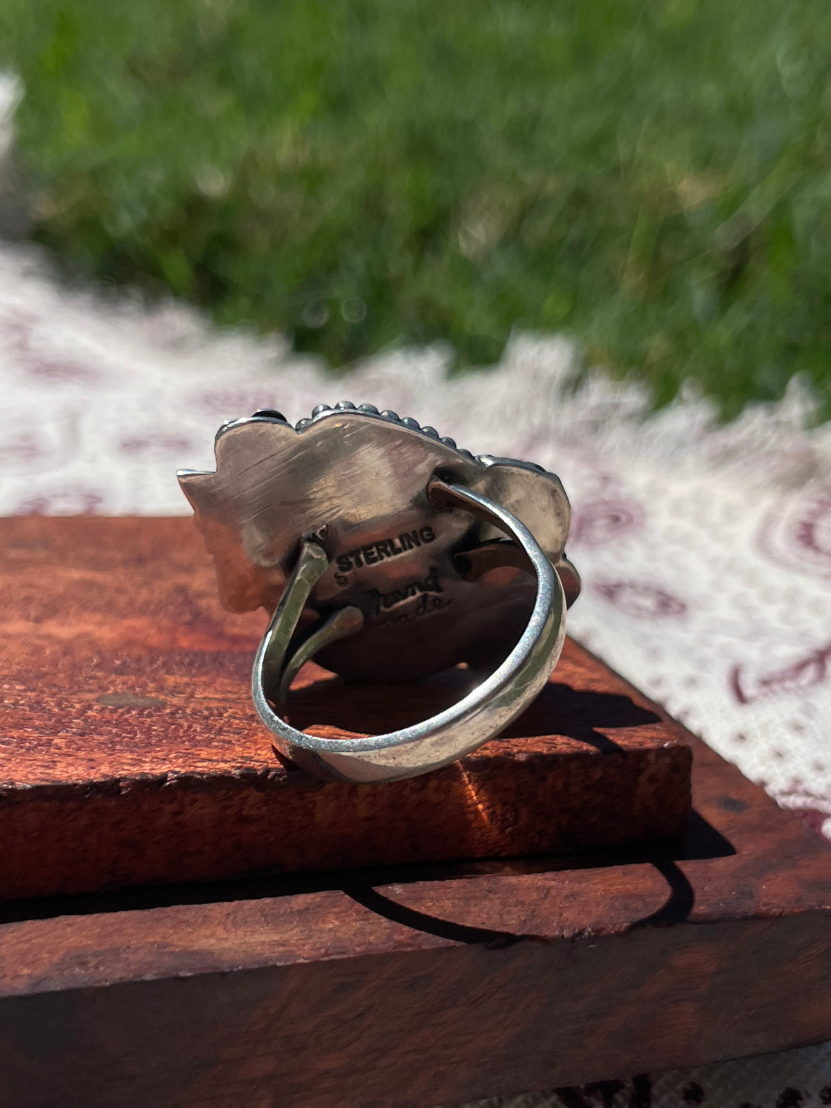 Pink Conch Floral Teardrop Ring | 925 Sterling Silver Size 9 D290