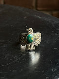Kingman Turquoise Thunderbird Ring | 925 Sterling Silver | Size 6.75 E307