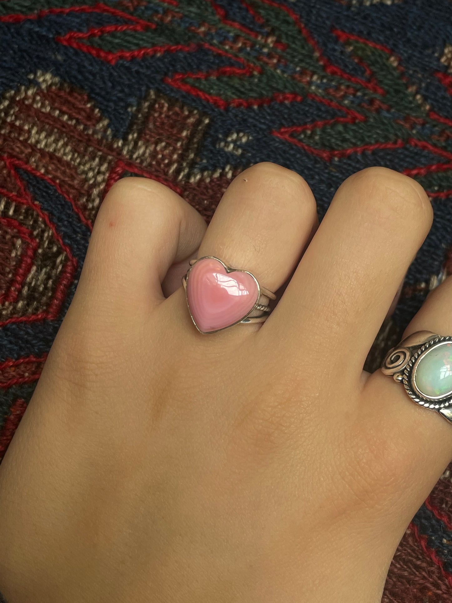 Pink Conch Heart Ring Size 6.5 | 925 Sterling Silver G115