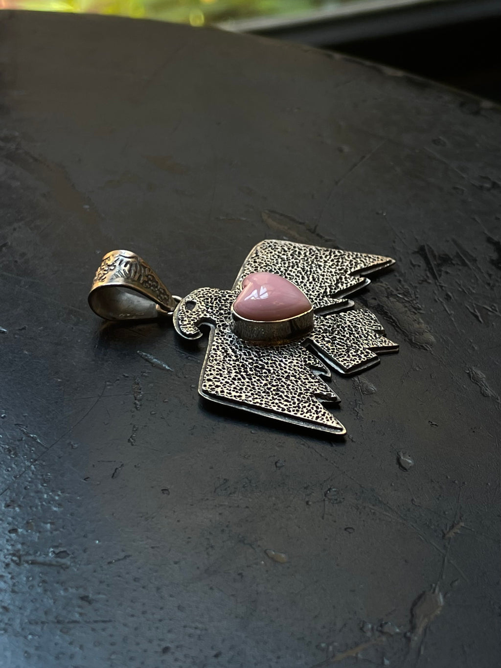 Pink Conch Thunderbird Pendant | Sterling Silver G450