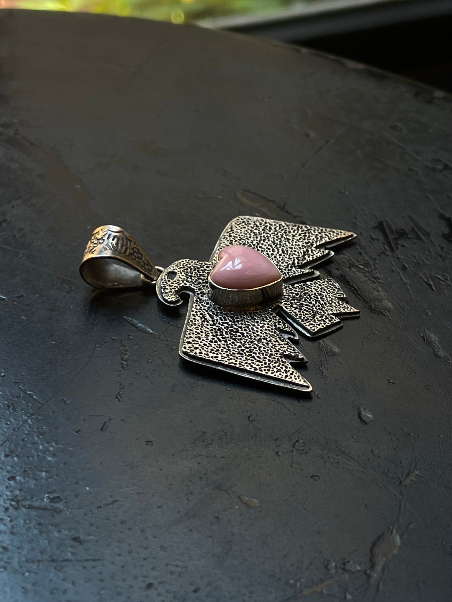Pink Conch Thunderbird Pendant | Sterling Silver G450