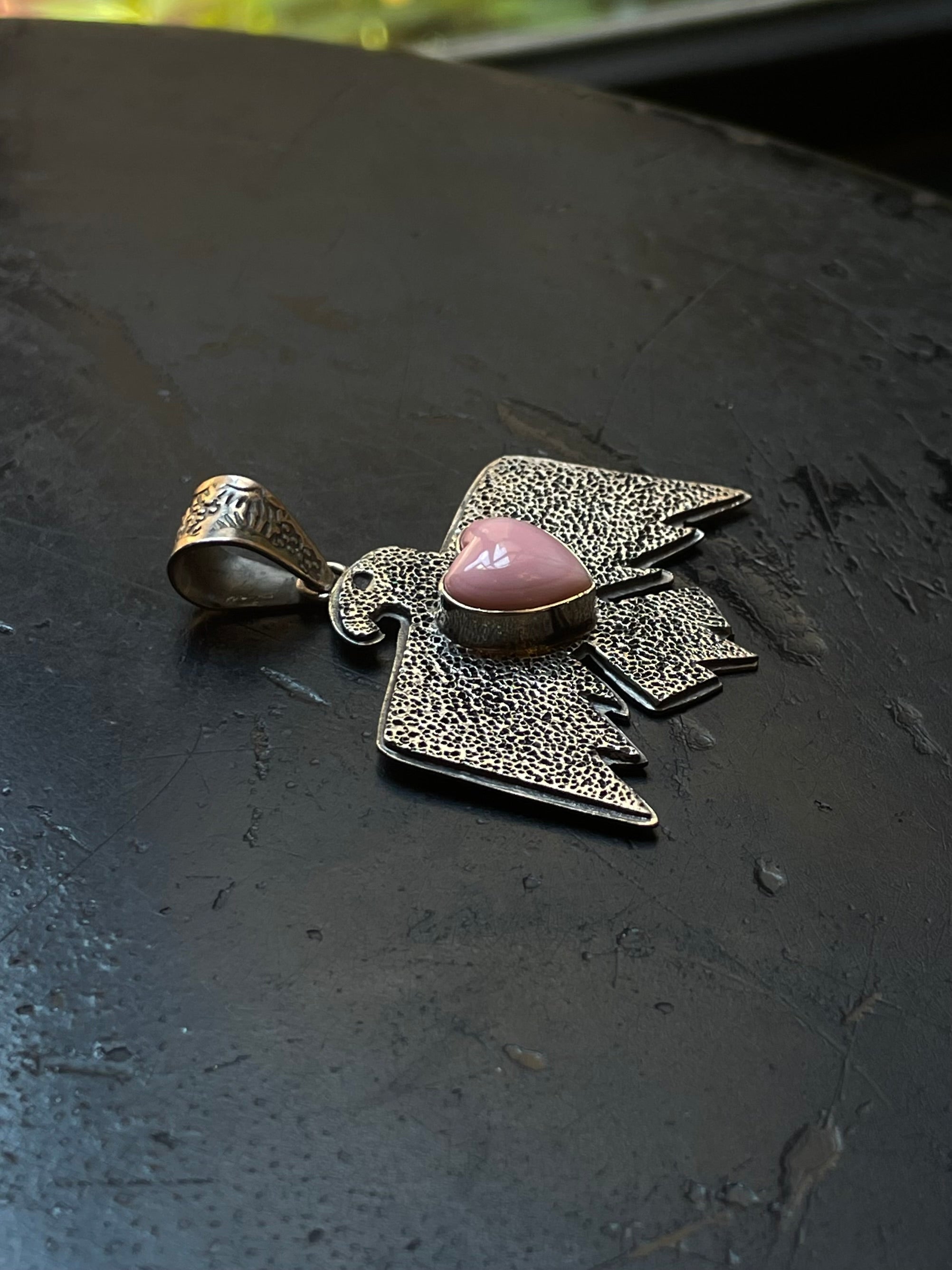 Pink Conch Thunderbird Pendant | Sterling Silver G450
